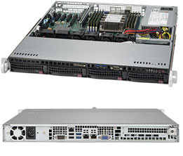 Super 5019P-M, 1x LGA3647, Video, 2x 1GB/i350, 4x HS SATA3(C622)+R Bays, IPMI, DDR4(1TB), 1U/350W