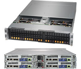 Super 2029BT-HNTR, 4x Nodes, 2x LGA3647, Video, 1x SIOM, 6x HS 2.5" NVMe Bays,IPMI,D4(3TB),2U/R2200W