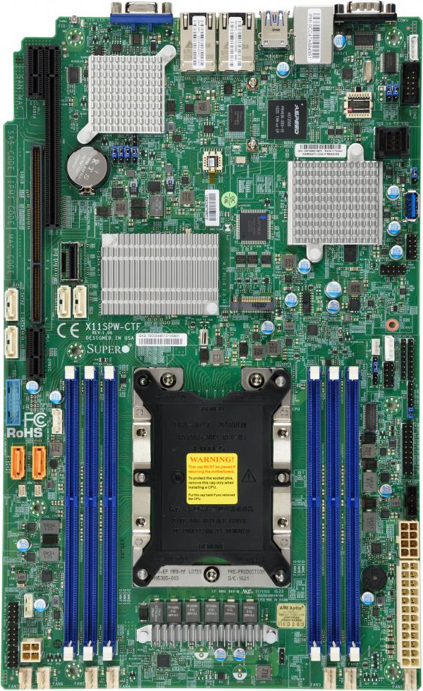 Super X11SPW-CTF,1x LGA3647,WIO,VGA,2x10GB/X722,10x SATA3+4x SAS3(3008/IT Mode)/M.2,IPMI,DDR4(768GB)