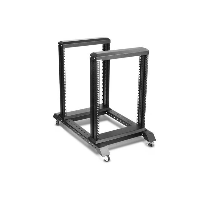 iStarUSA CLAYTEK WO15AB-PP24C6 15U 4-Post Open Frame Rack w/ 1U 24-port Cat6 Patch Panel