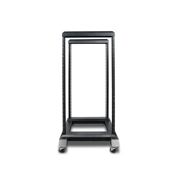 iStarUSA CLAYTEK WO22AB-PP24C6 22U 4 Post Open Frame Rack w/ 1U 24-port Cat6 Patch Panel