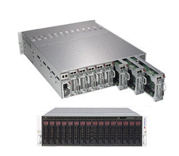 Super 5039MD8-H8TNR,8x Nodes,D-2141i-8C/16T,Video,2x GB/i350,2x 3.5" HS Bays,IPMI,D4/512GB,3U/R1600W