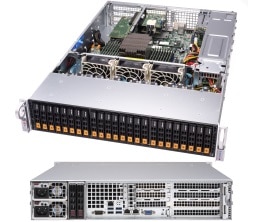 Super 2113S-WN24RT,1x AMD 7000,Video,2x 10GB/BCM57416,24x HS 2.5" U.2 NVMe,IPMI,D4(2TB),2U RM,R1200W
