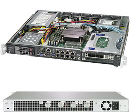 Super 1019C-FHTN8, E2100/i3(LGA1151), Video,8x GB LAN,2xHS & 3x Int 2.5" Bays,IPMI,D4(128GB),1U/350W