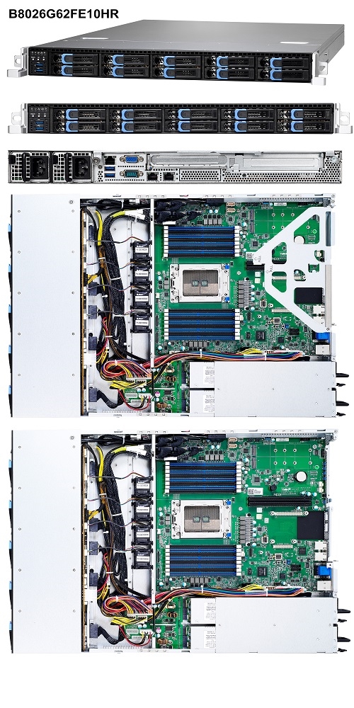 Tyan System B8026G62FV10HR-LE 1U RM Single Socket AMD EPYC 10x2.5 inch HS Brown Box
