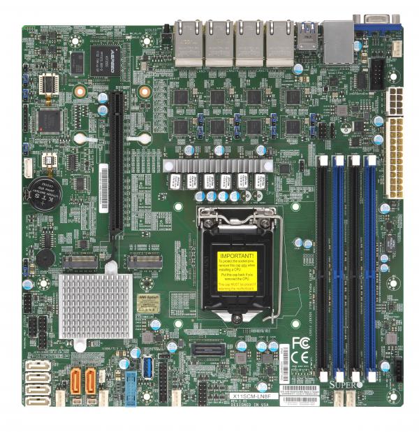 Super X11SCM-LN8F, i3/E2100(LGA1151), Video, 8x GB/i210-AT, 6x SATA3+R(C246), M.2,D4(128GB)