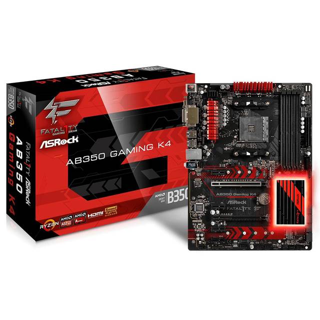 ASRock FATAL1TY AB350 GAMING K4 Socket AM4/ AMD B350/ DDR4/ SATA3&USB3.0/ M.2/ A&GbE/ ATX Motherboar