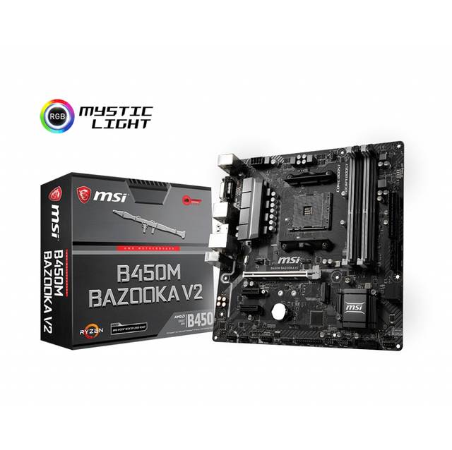 MSI B450 BAZOOKA V2 Socket AM4/ AMD B450/ DDR4/ SATA3&USB3.1/ M.2/ A&GbE/ ATX Motherboard