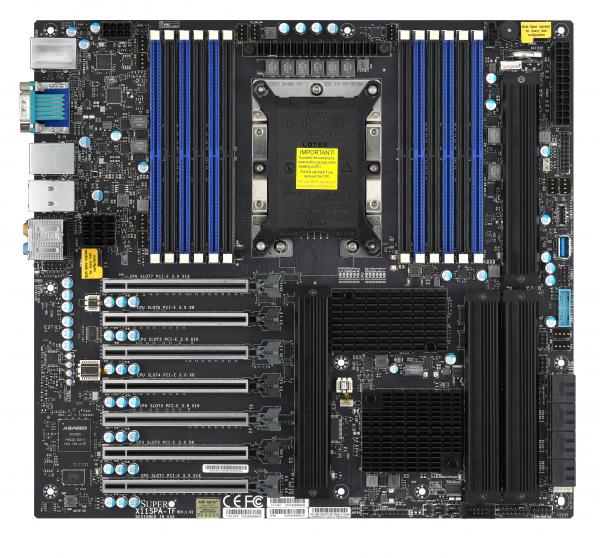 Super X11SPA-TF,1x LGA3647,7xPCI-e,VGA,HD Audio,1x10GB+1x GB LAN,8x SATA3(C621)+R/M.2,IPMI,DDR4(3TB)