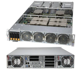 Super 2124GQ-NART+,2xAMD7002/3,Up to 4GPUs,2x10GB,4xHS 2.5"(SAS3/SATA/NVMe),IPMI,D4(8TB),2URM,R3000W