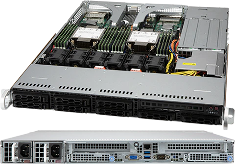 Super 120C-TR,2xLGA-4189,4xPCIe4.0,Video,LAN via Slim-AIOM,8xHS 2.5" SATA3 Bay,IPMI,D4(6TB),1U/R860W