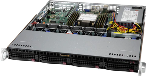 Super 510P-M, 1x LGA-4189,1x PCIe4.0,Video, 2x GB/i350, 4x HS 3.5" SATA3 Bays, IPMI, D4(2TB),1U/500W