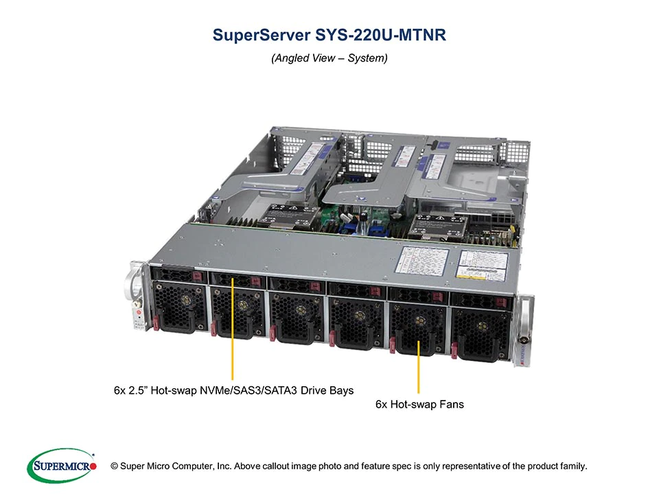 Super 220U-MTNR,2x LGA-4189,7xPCIe4.0,Video,Flexible LAN,6x HS 2.5" SATA/NVMe,IPMI,D4(8TB),2U/R1600W