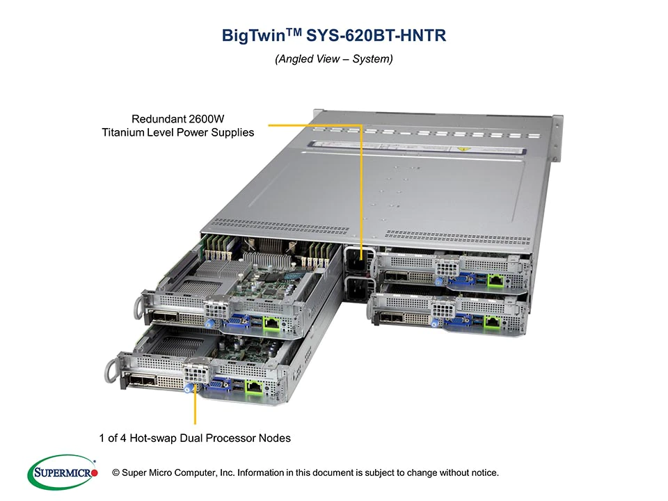 Super 620BT-HNTR,4xNodes,2xLGA-4189,Video,1xAIOM,3x HS 3.5" SATA3/NVMe4,2xM.2,IPMI,D4(6TB),2U/R2600W