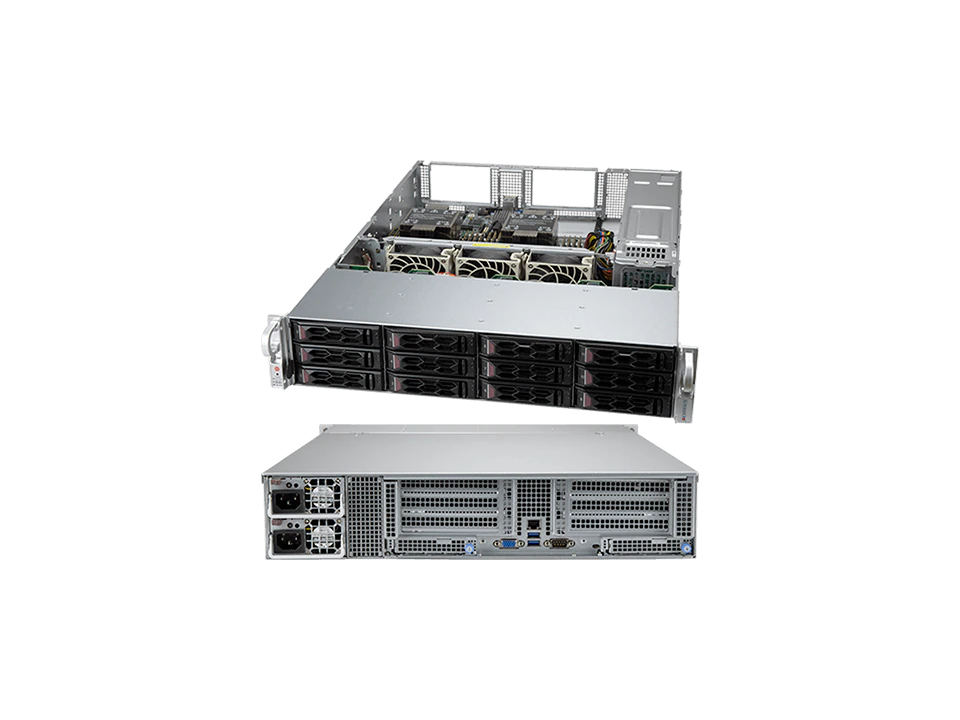 Super 620C-TN12R,2xLGA-4189,8xPCIe4,Video,Flexible LAN,12xHS 3.5" SATA3/NVMe+R,IPM,D4(6TB),2U/R1200W