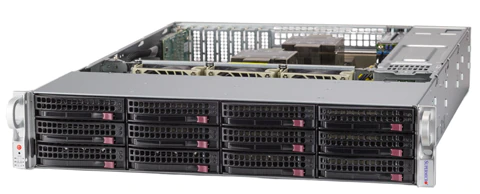 Super 620P-ACR12H, 2x LGA-4189, Video, 2x GB LAN, 12xHS SAS3(3916/HW Raid), IPMI, D4(4TB), 2U/R1200W