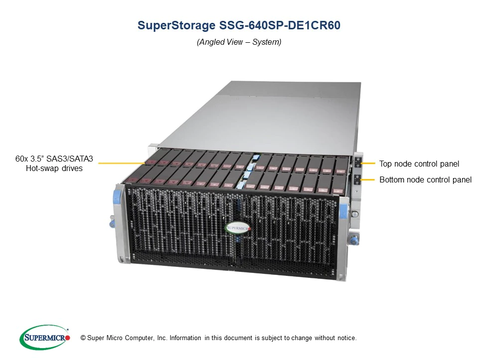 Super 640SP-DE2CR60,2xNode,2xLGA-4189,Video,2x10Gb/X550,60xHS SAS3 via 2x Exp,IPMI,D4(4TB),4U/R2600W