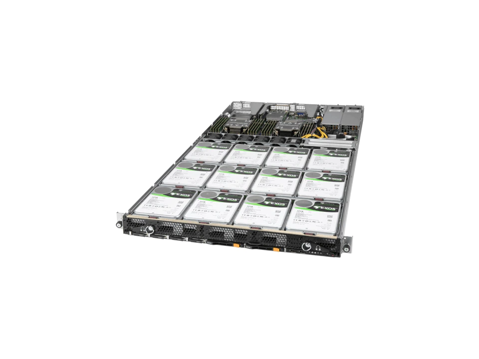 Super 610P-ACR12N4L,2xLGA-4189,Video,2x25Gb/SFP+,12xHS SAS3/S3216 HBA,4xNVMe,IPMI,D4(4TB),1U/R800W