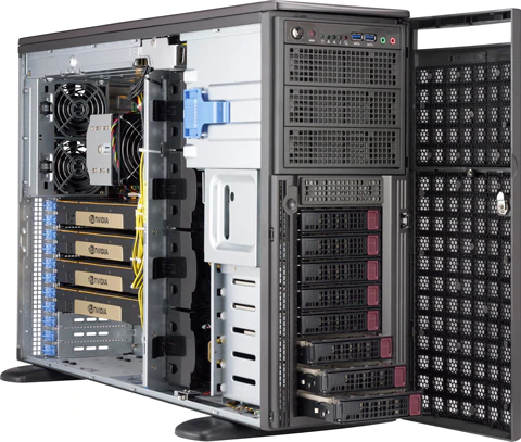 Super 540A-TR,1xLGA-4189,7xPCIe4.0,Video,1GB+10G+IPMI,8xHS SATA3(C621A) Bays,D4(3TB),4U/Tower/R2200W