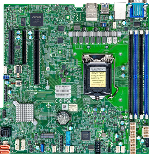 Super X12STH-F, LGA-1200/E-2300, VGA/Gen12 iGPU, 3xPCIe,2xGB LAN,8xSATA3+R,M.2,IPMI,D4(128GB)