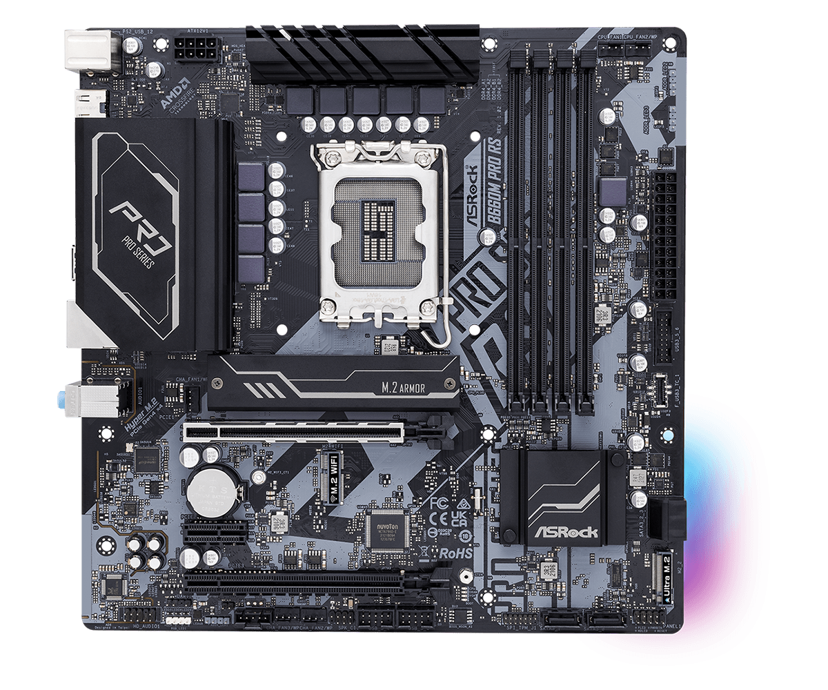 ASRock B660M PRO RS B660 LGA1700 Max128GB DDR4 PCIe MicroATX
