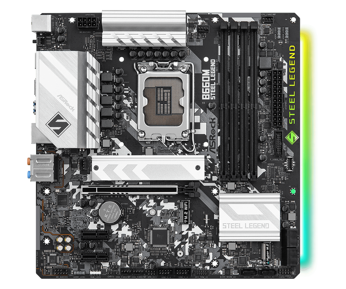 ASRock B660M STEEL LEGEND B660 LGA1700 Max128GB DDR4 MicroATX