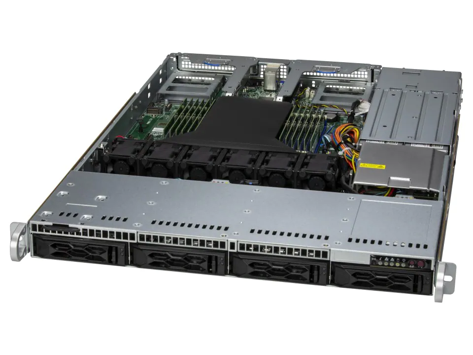 Super 1015CS-TNR,1xEPYC/9004,Video,2x AIOM LAN,4xHS 3.5"/2.5" NVMe/SAS/SATA,IPMI,D4(3TB),1U RM,R800W