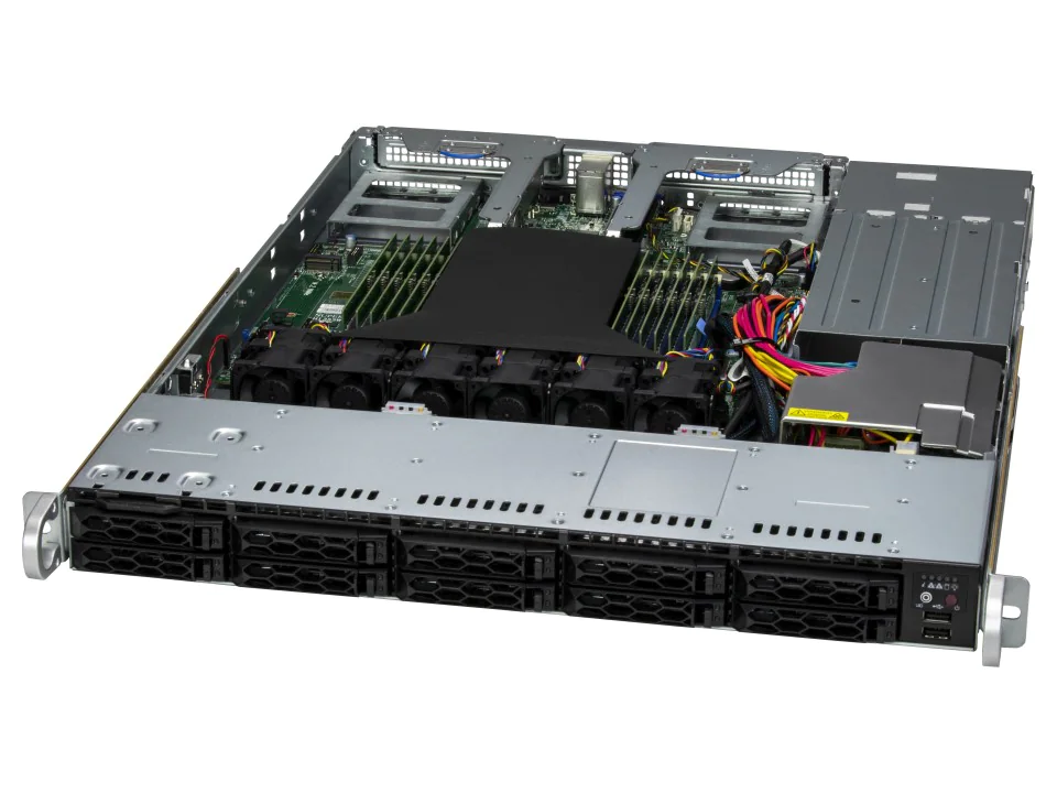 Super 1115CS-TNR,1x EPYC/9004,Video,2x AIOM LAN,10x HS 2.5" NVMe/SAS3/SATA3,IPMI,D4(3TB),1U RM,R860W