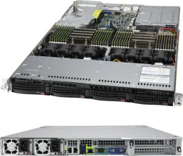 Super 1024US-TNR, 2x EPYC 7003, Video,No LAN,4xHS NVMe/SAS3/SATA3, IPMI, DDR4(8TB),1U RM,R1000W(1+1)