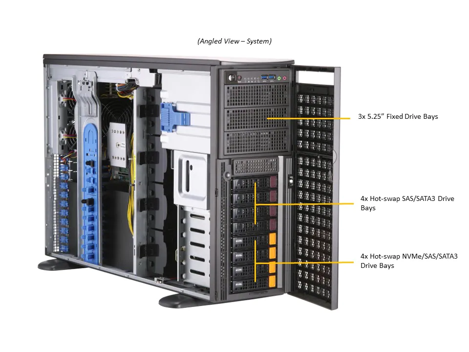 Super 740GP-TNRBT,2x LGA-4189,7xPCIe4.0,Video,2x10GB,8x3.5" HS SATA3/NVMe,IPMI,D4(6TB),4U/Tower/R2KW