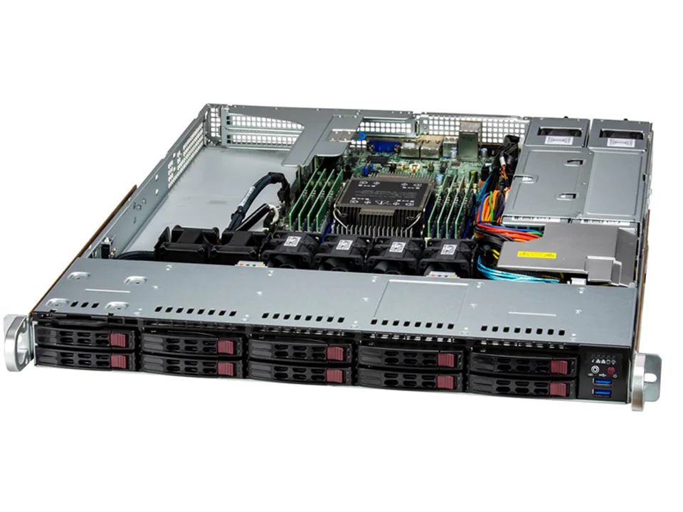 Super 111E-WR,4th Gen 1xLGA-4677,3xPCIe5.0,Video,2x1GB,10xHS 2.5" SAS3/NVMe,IPMI,D5(2TB),1U/R860W