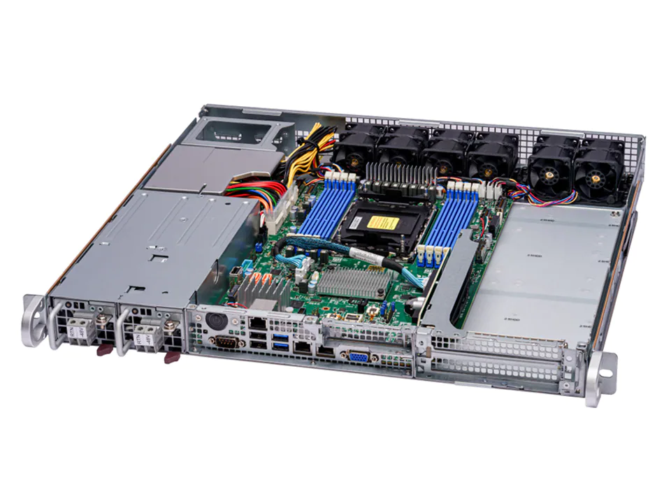 Super 111E-FDWTR,4th Gen 1xLGA-4677,2x PCIe5.0,Video,2x10GB,2x2.5" Bays,IPMI,M.2,D5(2TB),1U/R600W DC