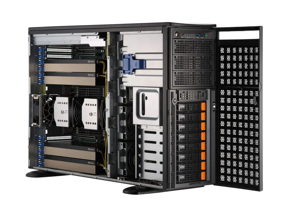 Super 741GE-TNRT,4th Gen 2xLGA-4677,Up to 4xGPUs,Video,2x10GB,8xHS NVMe,IPMI,D5(4TB),4U/Tower,R2KW