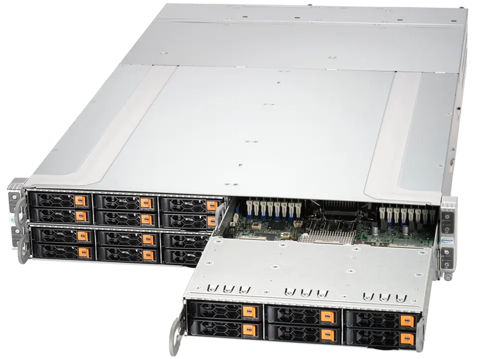 Super 211GT-HNTR,4xNode,1xLGA-4677,GrandTwin R I/O,AIOM,6x HS 2.5" NVMe/SATA3,IPMI,D5(4TB),2U/R2200W