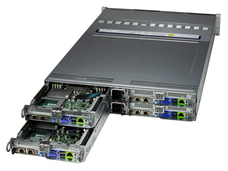 Super 621BT-HNTR,4x Nodes,2x LGA-4677, Video,1xAIOM,3x HS 3.5" SATA3/NVMe,2xM.2,IPMI,D5(4TB),2U/R3KW