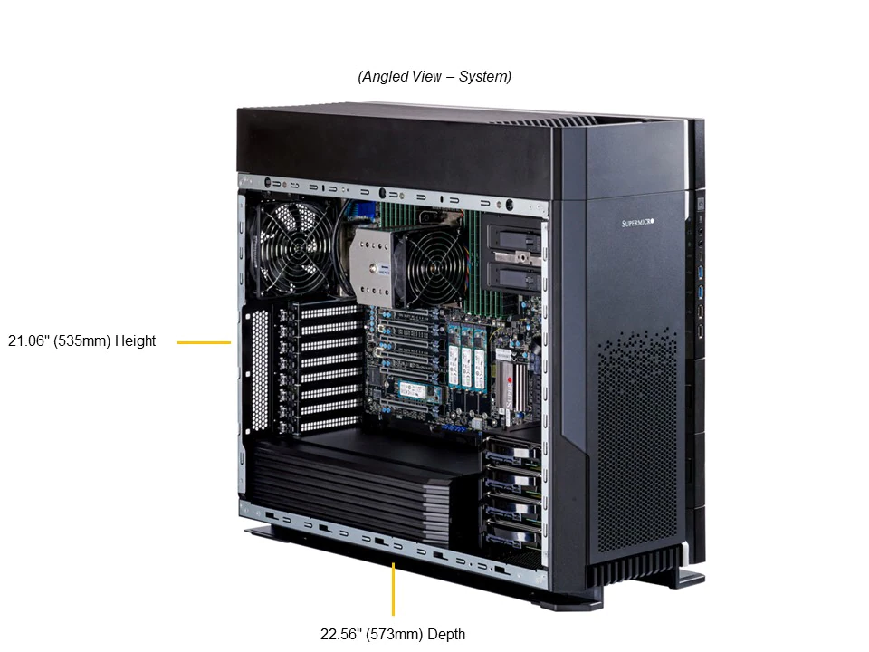 Super 551A-T,W-3400/LGA4677,6xPCIe 5.0,VGA,1xGB+1x10GB NIC,4x3.5" Bay,4xM.2,IPMI,D5/4TB,Tower/5U,2KW