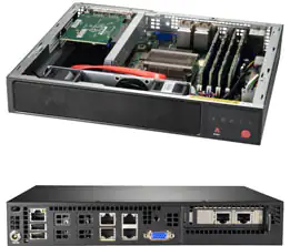 Super E300-9A-8C,Atom C3758-2.2Ghz/8C, VGA,4x GbE LAN,2x 2.5" Bay,M.2,D4(256GB),Mini-1U,84W DC
