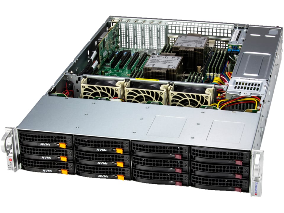 Super 621E-ACR12H,2xLGA4677,Video,2x10GB,12xHS SAS3(S3916L/HW Raid) Bay,2xM.2,IPMI,D4(4TB),2U/R1200W