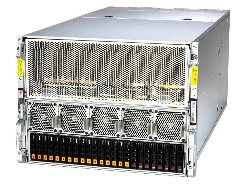 Super 8125GS-TNMR2,2x9004/SP5,10xPCIe50,VGA,LAN via AOC,18xHS 2.5" NVMe/SATA,IPMI,D4(6TB),8U,6xR3KW