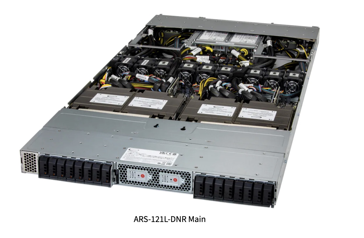 Super GPU ARS-121L-DNR, 1U 2-Node NVIDIA Grace CPU Superchip system supporting NVIDIA BF-3 OR CX-7  