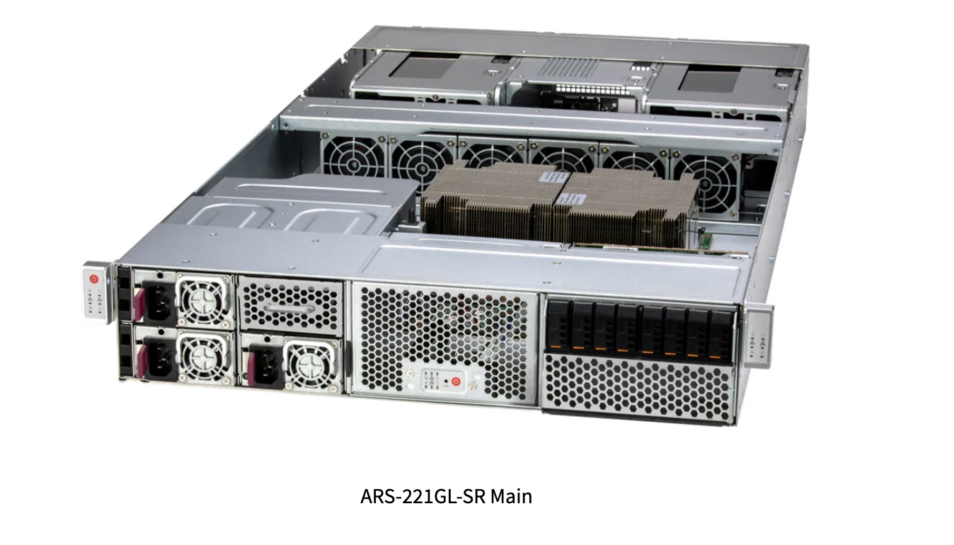Super GPU ARS-221GL-SR, Dual NVIDIA Grace¿ Superchip system with up to 4 NVIDIA GPUs and NVIDIA BF-3