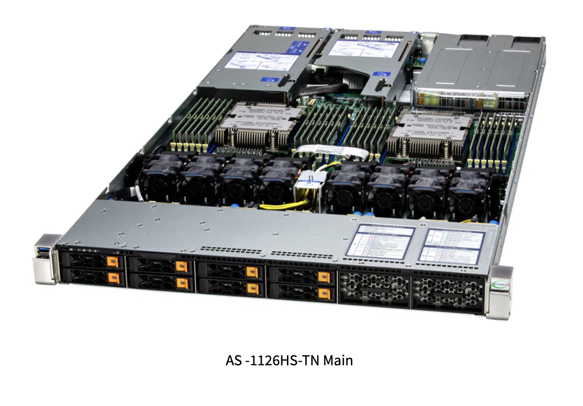Super A+ Server AS -1126HS-TN, 1U Hyper with up to 12 hot-swap 2.5" NVMe/SAS/SATA bays and 3 PCIe 5