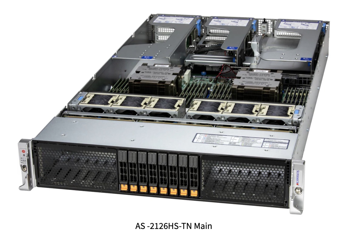 Super A+ Server AS -2126HS-TN, 2U Hyper with up to 24 hot-swap 2.5" NVMe/SAS/SATA bays and 4 PCIe 5