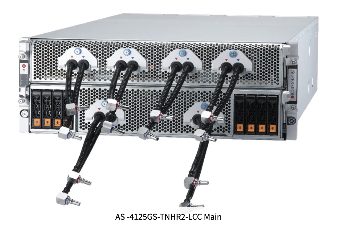 Super GPU A+ Server AS -4125GS-TNHR2-LCC, DP AMD 4U Liquid-Cooled System with NVIDIA HGX 8xH100/H200