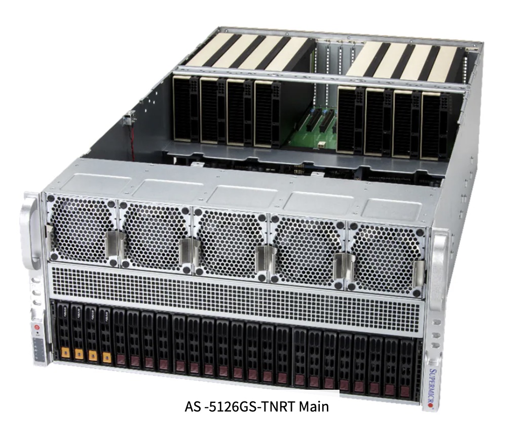Super GPU A+ Server AS -5126GS-TNRT, DP AMD 5U System with 8 PCIe GPUs 
