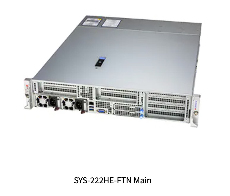 IoT SuperServer SYS-222HE-FTN, X14 DP 2U short-depth front I/O system with 6 hot-swap 2.5" NVMe/SAS