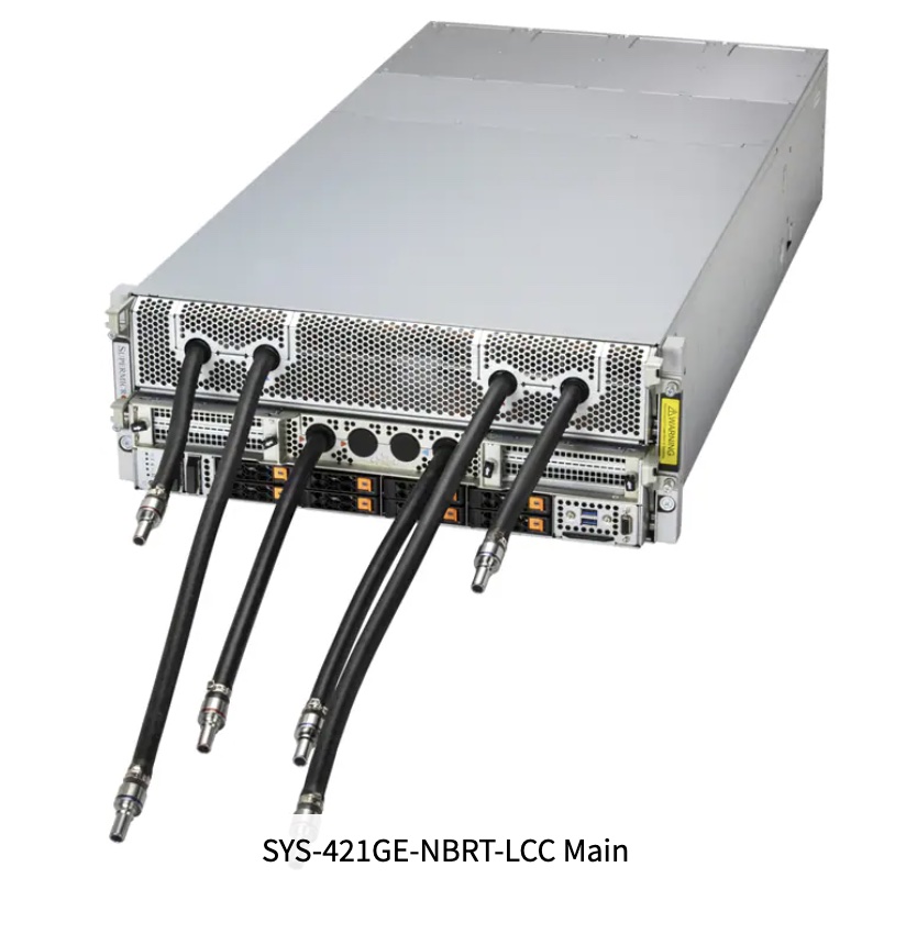 GPU SuperServer SYS-421GE-NBRT-LCC, DP Intel 4U Liquid-Cooled System with NVIDIA HGX B200 8-GPU