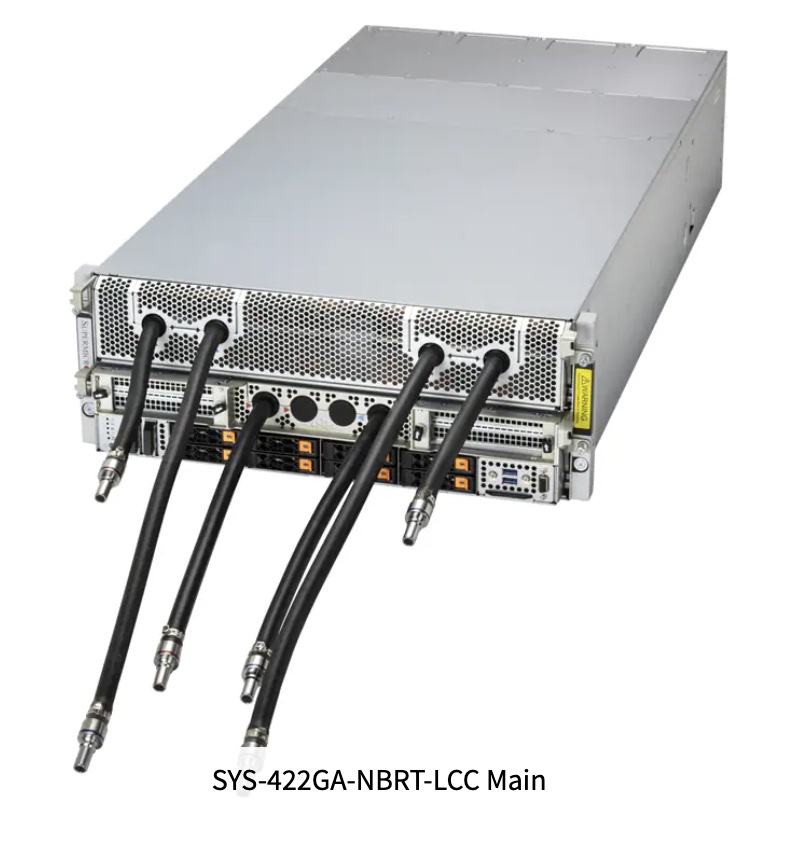 GPU SuperServer SYS-422GA-NBRT-LCC, DP Intel 4U Liquid-Cooled System with NVIDIA HGX B200 8-GPU