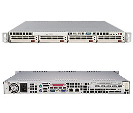 SuperServer 5014C-MT, E7221/LGA775, 800Mhz, Video, 2x GB Lan, 4x HS SATA+Raid, DDR2(4GB) 1U, 300W