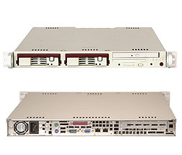 SuperServer 5014C-T, E7221/LGA775, 800Mhz, Video, 2x GB Lan, 2x HS SATA+Raid, DDR2(4GB) 1U, 260W
